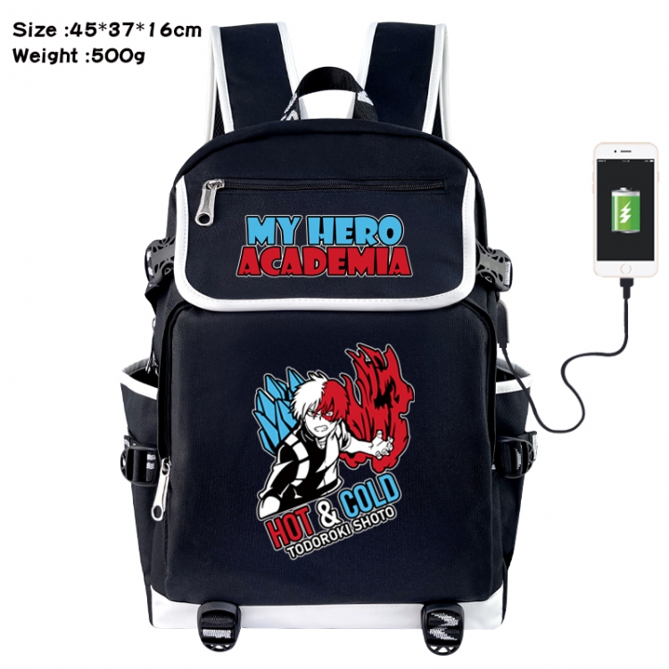 My Hero Academia Anime Flip Data Cable USB Backpack School Bag 45X37X16CM