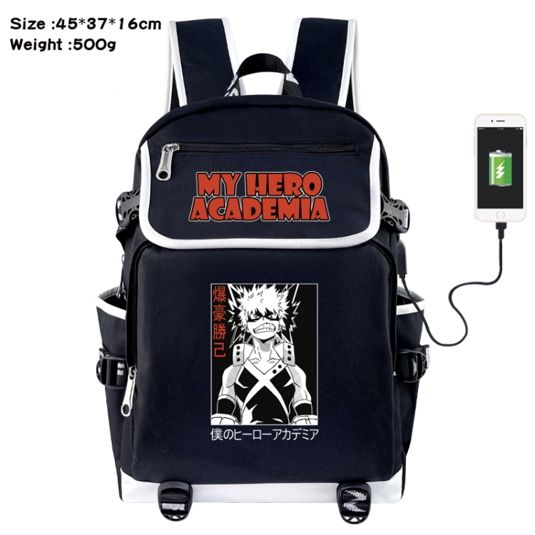 My Hero Academia Anime Flip Data Cable USB Backpack School Bag 45X37X16CM