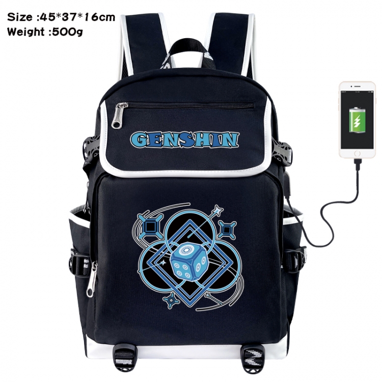 Genshin Impact Anime Flip Data Cable USB Backpack School Bag 45X37X16CM