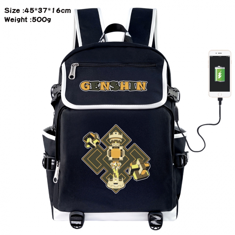 Genshin Impact Anime Flip Data Cable USB Backpack School Bag 45X37X16CM