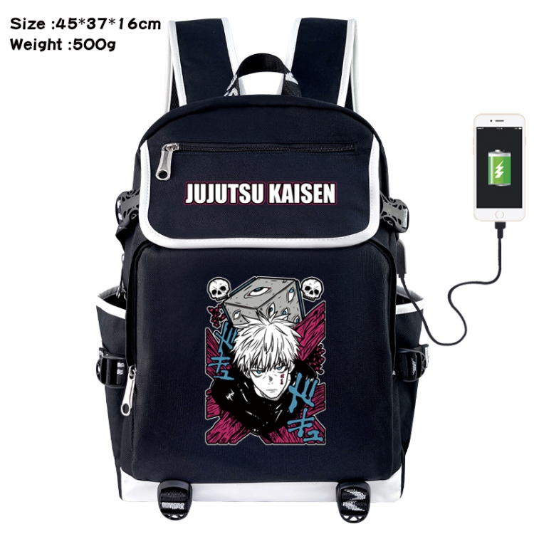 Jujutsu Kaisen Anime Flip Data Cable USB Backpack School Bag 45X37X16CM