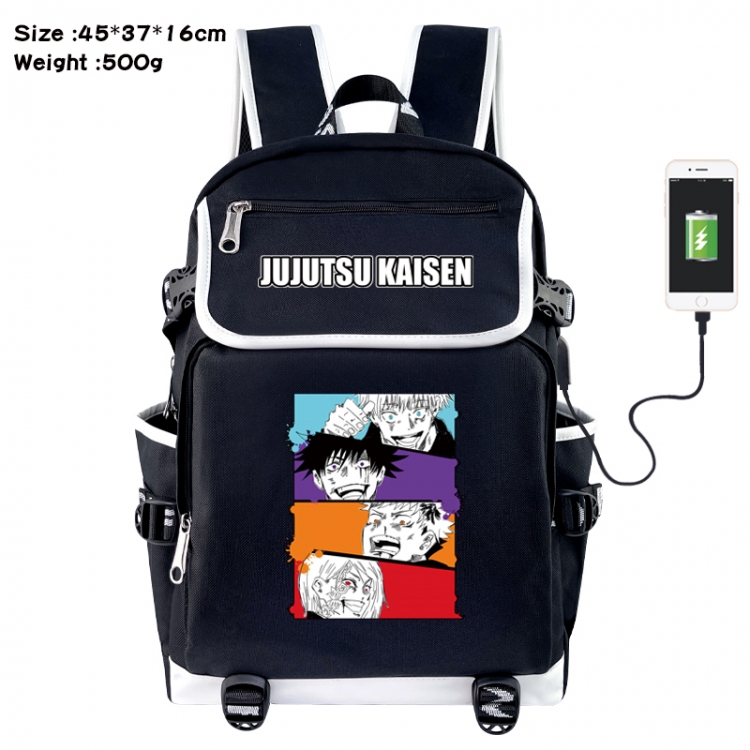 Jujutsu Kaisen Anime Flip Data Cable USB Backpack School Bag 45X37X16CM