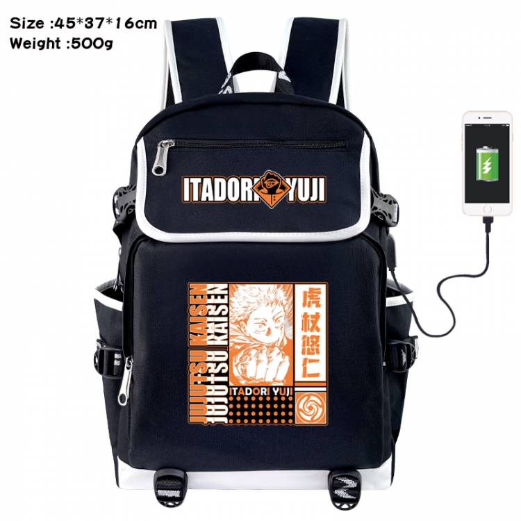 Jujutsu Kaisen Anime Flip Data Cable USB Backpack School Bag 45X37X16CM