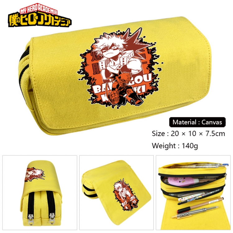 My Hero Academia Anime Multi-Function Double Zipper Canvas Cosmetic Bag Pen Case 20x10x7.5cm