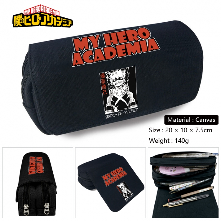 My Hero Academia Anime Multi-Function Double Zipper Canvas Cosmetic Bag Pen Case 20x10x7.5cm