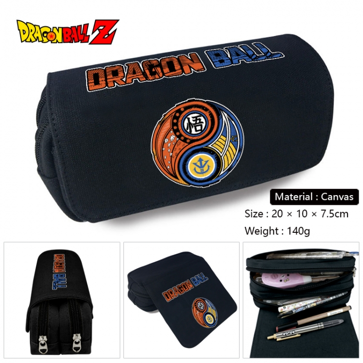 DRAGON BALL Anime Multi-Function Double Zipper Canvas Cosmetic Bag Pen Case 20x10x7.5cm