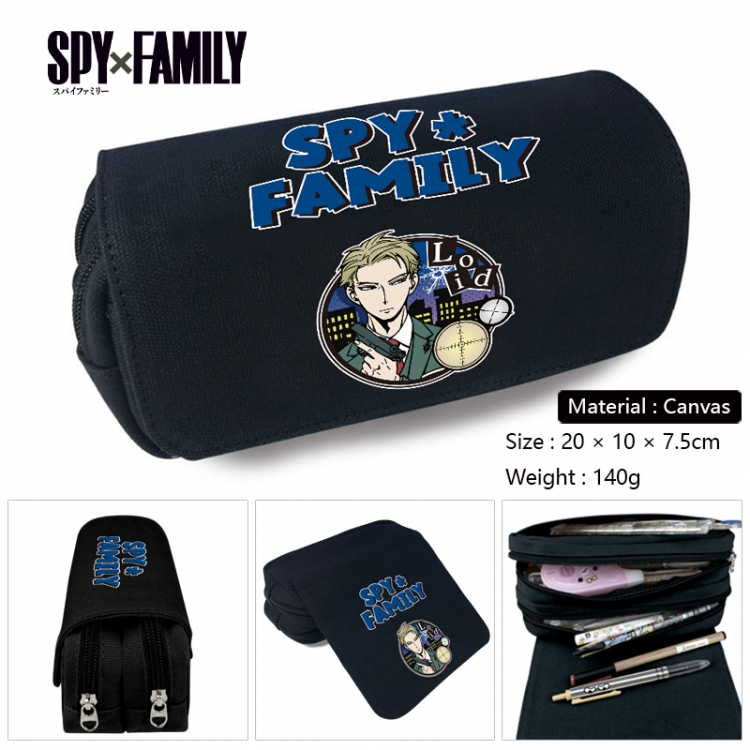 SPYxFAMILY Anime Multi-Function Double Zipper Canvas Cosmetic Bag Pen Case 20x10x7.5cm