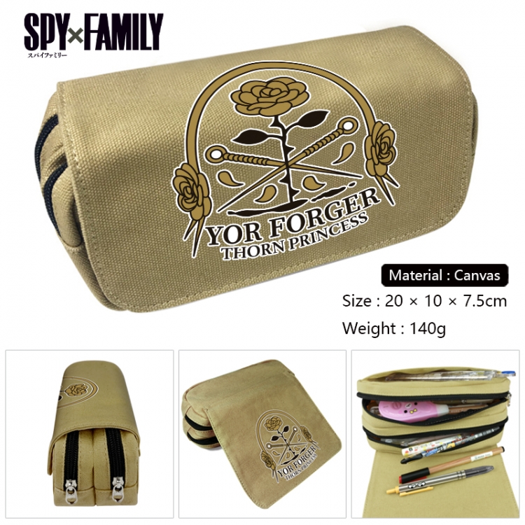 SPYxFAMILY Anime Multi-Function Double Zipper Canvas Cosmetic Bag Pen Case 20x10x7.5cm