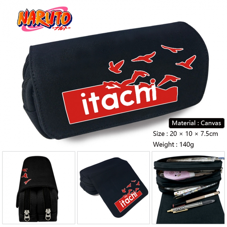 Naruto Anime Multi-Function Double Zipper Canvas Cosmetic Bag Pen Case 20x10x7.5cm