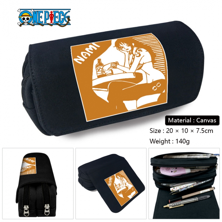 One Piece Anime Multi-Function Double Zipper Canvas Cosmetic Bag Pen Case 20x10x7.5cm