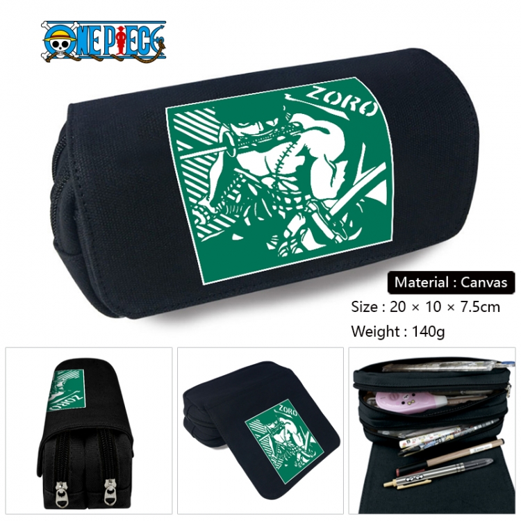 One Piece Anime Multi-Function Double Zipper Canvas Cosmetic Bag Pen Case 20x10x7.5cm