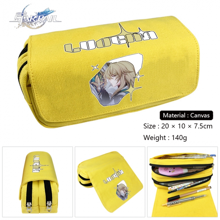 Honkai: Star Rail Anime Multi-Function Double Zipper Canvas Cosmetic Bag Pen Case 20x10x7.5cm