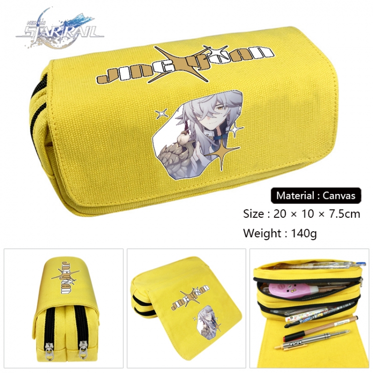 Honkai: Star Rail Anime Multi-Function Double Zipper Canvas Cosmetic Bag Pen Case 20x10x7.5cm