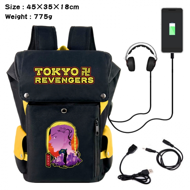 Tokyo Revengers Anime Canvas Bucket Data Cable Backpack School Bag 45X35X18CM 775G