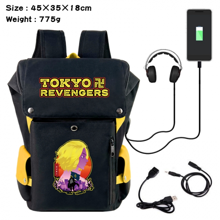 Tokyo Revengers Anime Canvas Bucket Data Cable Backpack School Bag 45X35X18CM 775G