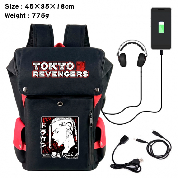 Tokyo Revengers Anime Canvas Bucket Data Cable Backpack School Bag 45X35X18CM 775G