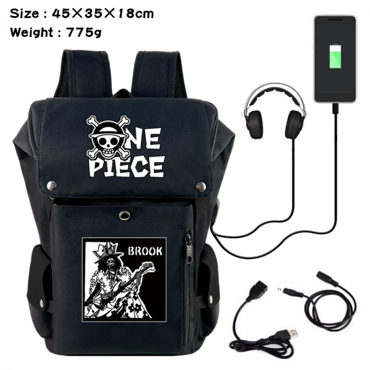 One Piece Anime Canvas Bucket Data Cable Backpack School Bag 45X35X18CM 775G