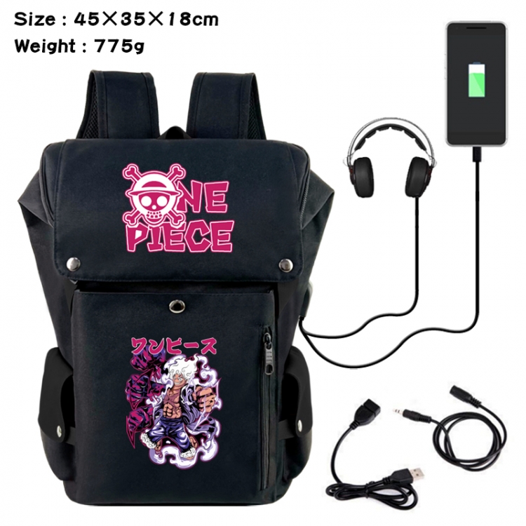 One Piece Anime Canvas Bucket Data Cable Backpack School Bag 45X35X18CM 775G