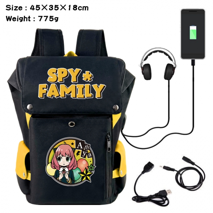 SPYxFAMILY Anime Canvas Bucket Data Cable Backpack School Bag 45X35X18CM 775G