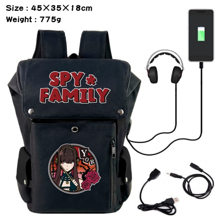 SPYxFAMILY Anime Canvas Bucket Data Cable Backpack School Bag 45X35X18CM 775G