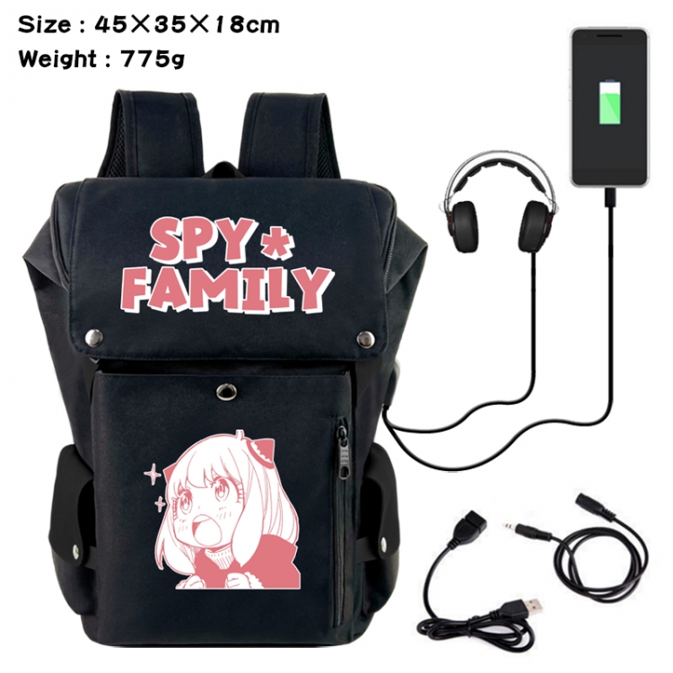 SPYxFAMILY Anime Canvas Bucket Data Cable Backpack School Bag 45X35X18CM 775G