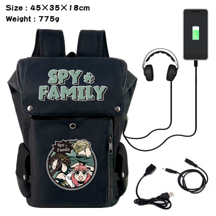 SPYxFAMILY Anime Canvas Bucket Data Cable Backpack School Bag 45X35X18CM 775G