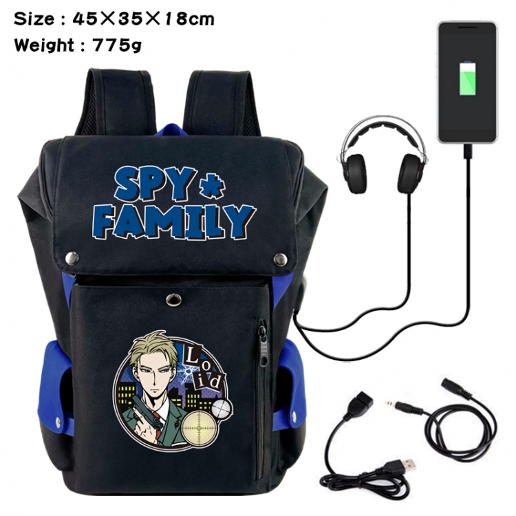 SPYxFAMILY Anime Canvas Bucket Data Cable Backpack School Bag 45X35X18CM 775G