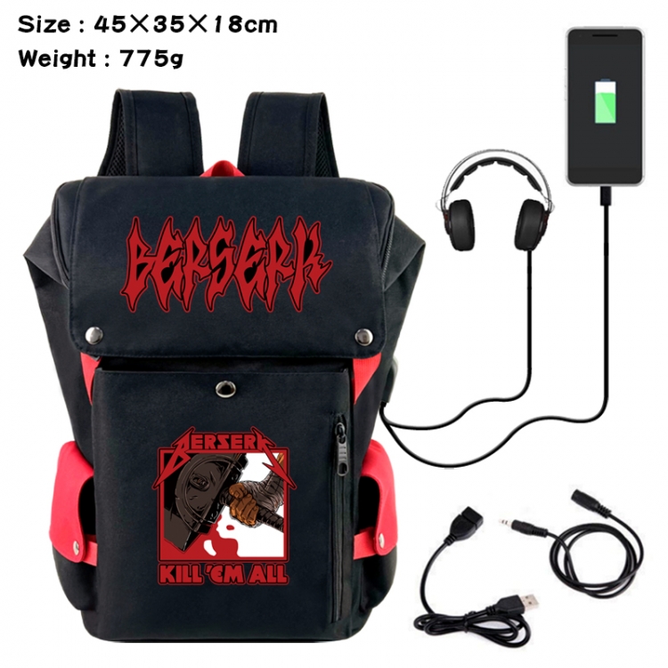 Berserk Anime Canvas Bucket Data Cable Backpack School Bag 45X35X18CM 775G