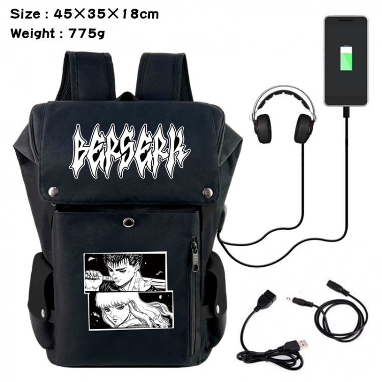 Berserk Anime Canvas Bucket Data Cable Backpack School Bag 45X35X18CM 775G