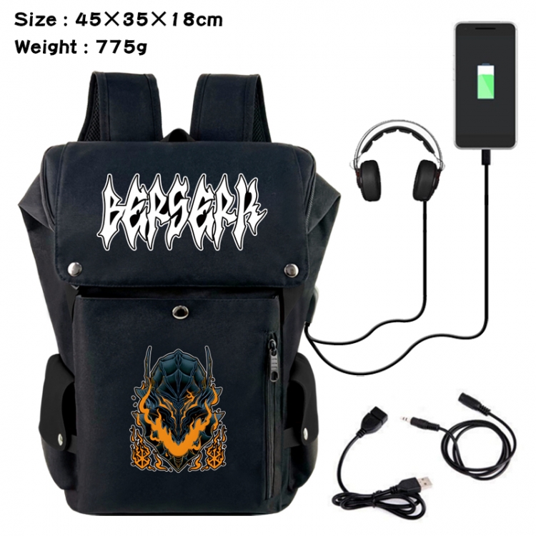 Berserk Anime Canvas Bucket Data Cable Backpack School Bag 45X35X18CM 775G