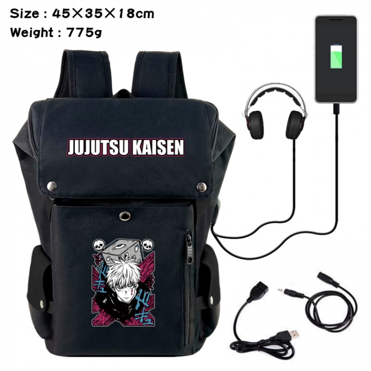 Jujutsu Kaisen Anime Canvas Bucket Data Cable Backpack School Bag 45X35X18CM 775G