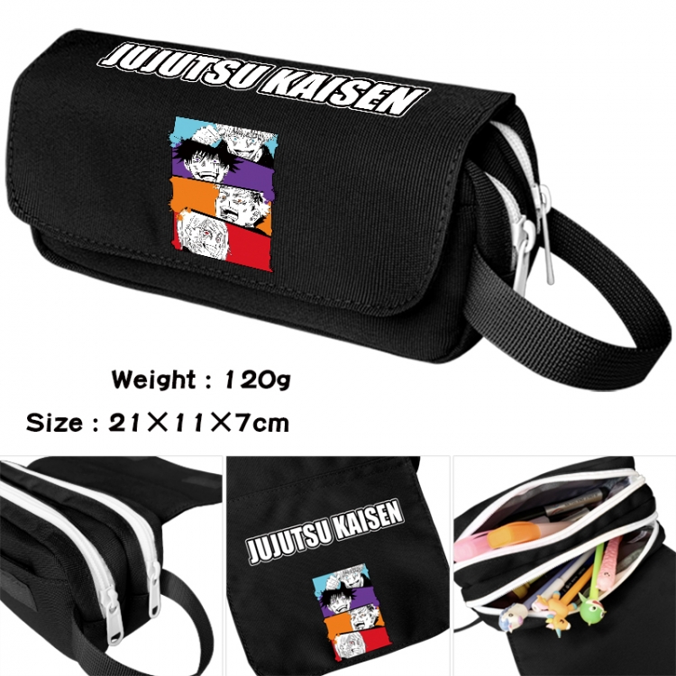 Jujutsu Kaisen Anime waterproof canvas portable double-layer pencil bag cosmetic bag 21x11x7cm