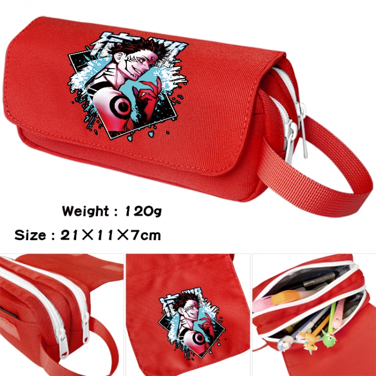 Jujutsu Kaisen Anime waterproof canvas portable double-layer pencil bag cosmetic bag 21x11x7cm