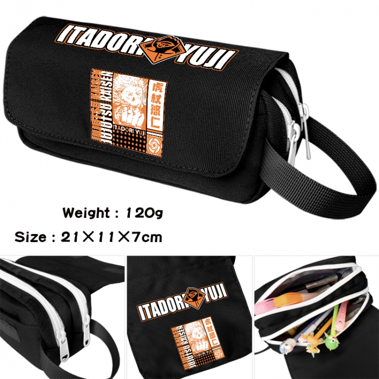 Jujutsu Kaisen Anime waterproof canvas portable double-layer pencil bag cosmetic bag 21x11x7cm