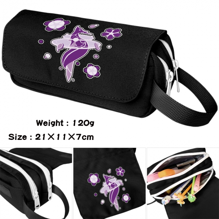 Genshin Impact Anime waterproof canvas portable double-layer pencil bag cosmetic bag 21x11x7cm