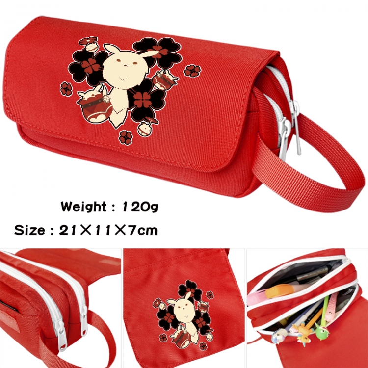 Genshin Impact Anime waterproof canvas portable double-layer pencil bag cosmetic bag 21x11x7cm