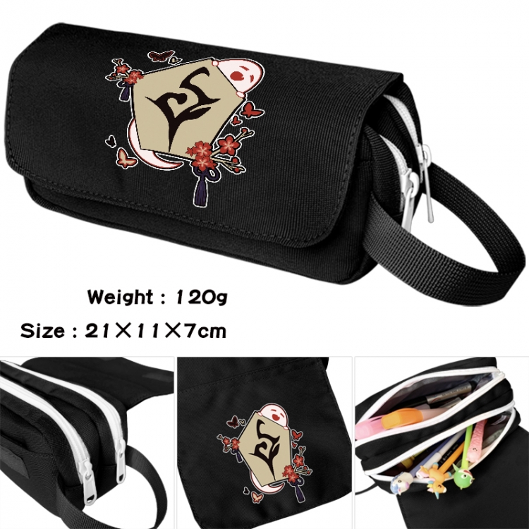 Genshin Impact Anime waterproof canvas portable double-layer pencil bag cosmetic bag 21x11x7cm