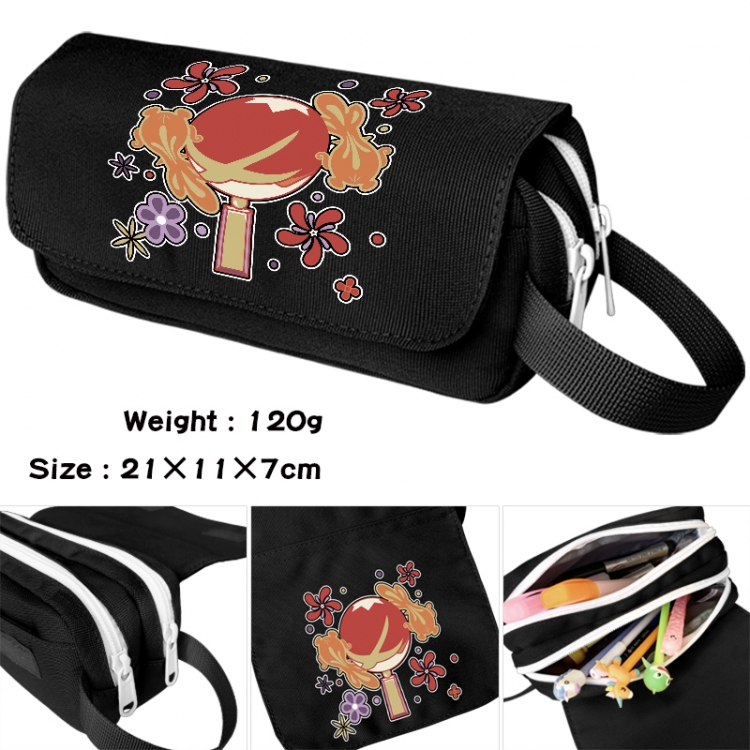 Genshin Impact Anime waterproof canvas portable double-layer pencil bag cosmetic bag 21x11x7cm