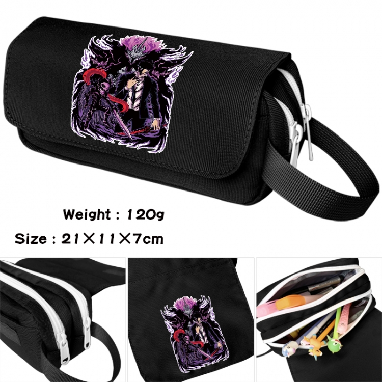 Solo Leveling:Arise Anime waterproof canvas portable double-layer pencil bag cosmetic bag 21x11x7cm