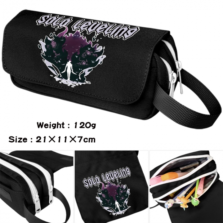 Solo Leveling:Arise Anime waterproof canvas portable double-layer pencil bag cosmetic bag 21x11x7cm