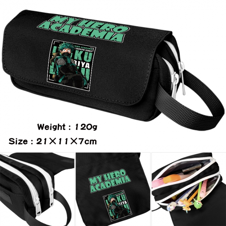 My Hero Academia Anime waterproof canvas portable double-layer pencil bag cosmetic bag 21x11x7cm