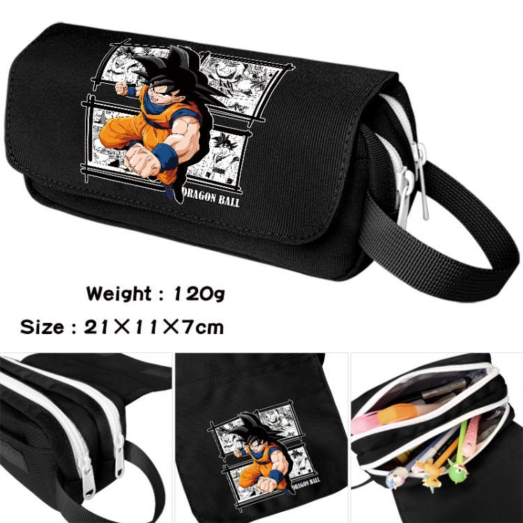 DRAGON BALL Anime waterproof canvas portable double-layer pencil bag cosmetic bag 21x11x7cm