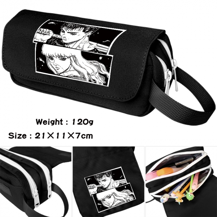 Berserk Anime waterproof canvas portable double-layer pencil bag cosmetic bag 21x11x7cm