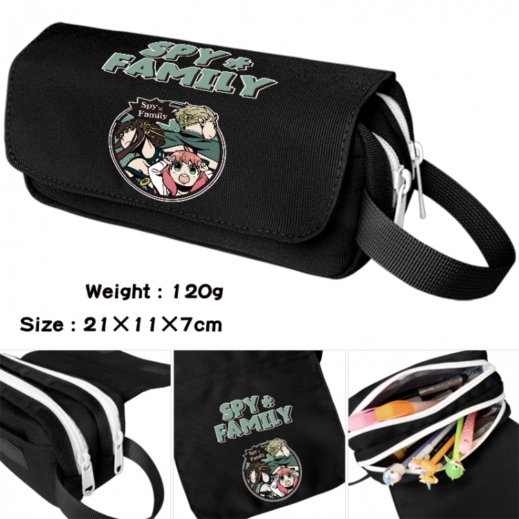 SPYxFAMILY Anime waterproof canvas portable double-layer pencil bag cosmetic bag 21x11x7cm