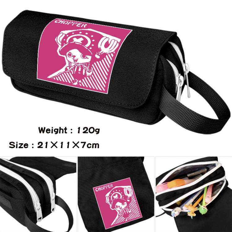 One Piece Anime waterproof canvas portable double-layer pencil bag cosmetic bag 21x11x7cm