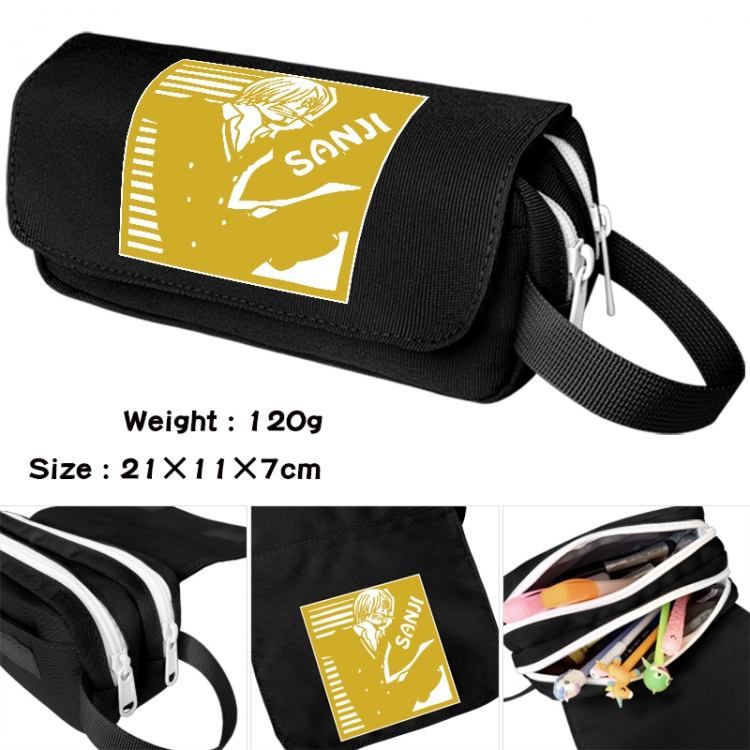 One Piece Anime waterproof canvas portable double-layer pencil bag cosmetic bag 21x11x7cm