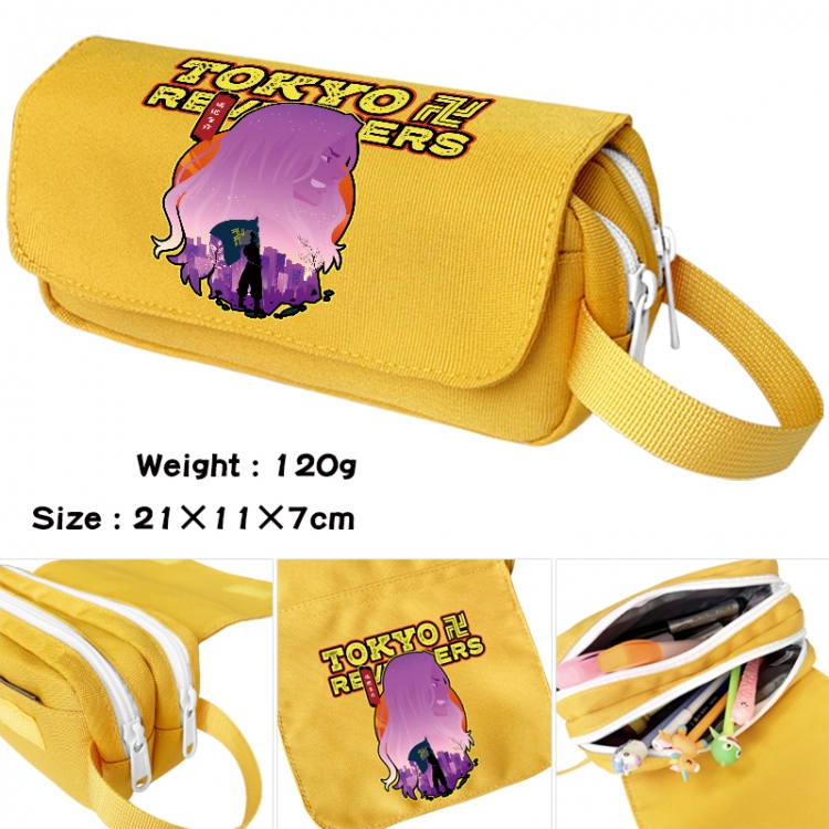 Tokyo Revengers Anime waterproof canvas portable double-layer pencil bag cosmetic bag 21x11x7cm