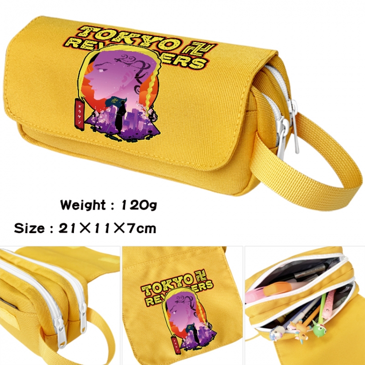 Tokyo Revengers Anime waterproof canvas portable double-layer pencil bag cosmetic bag 21x11x7cm