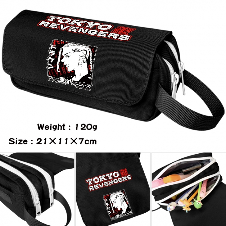 Tokyo Revengers Anime waterproof canvas portable double-layer pencil bag cosmetic bag 21x11x7cm