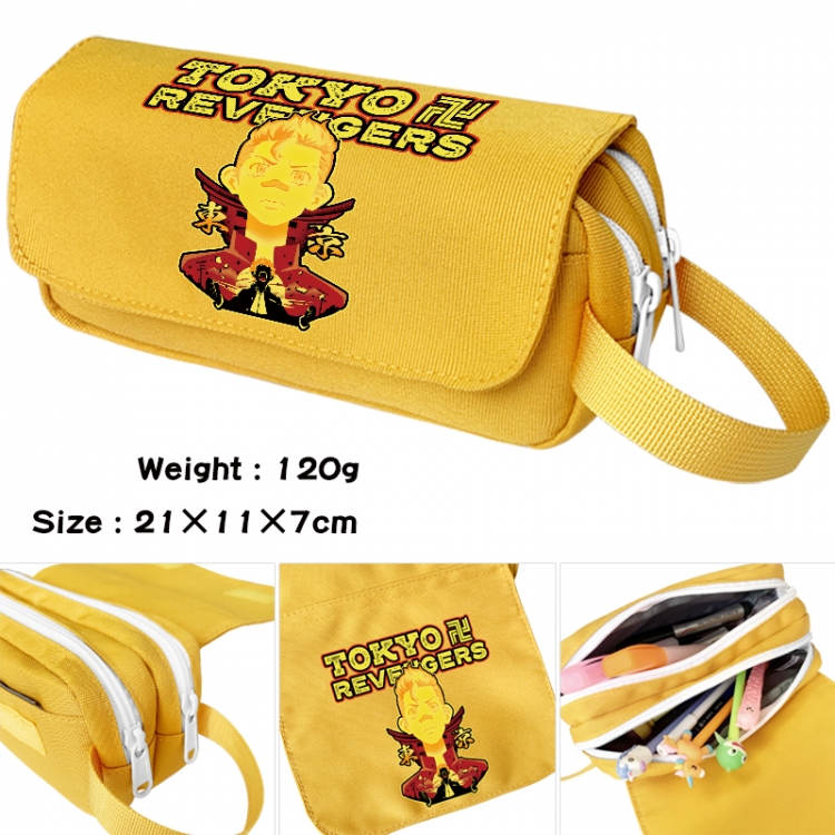 Tokyo Revengers Anime waterproof canvas portable double-layer pencil bag cosmetic bag 21x11x7cm